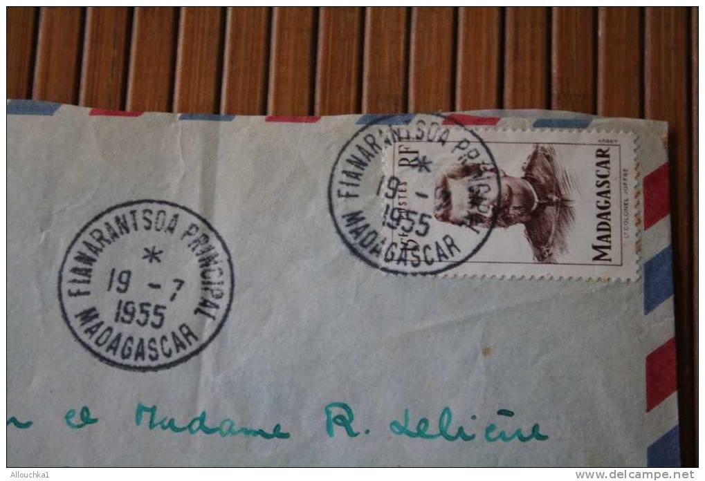 1955 LETTRE DE MADAGASCAR  > FIANARANTSOA > CACHET MANUELS LISIBLES EX COLONIE FRANCAISE P/ FLERS PAR AVION AIR MAIL - Covers & Documents