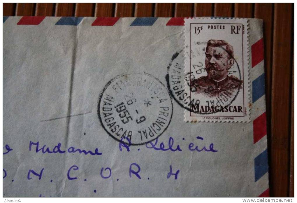 1955 LETTRE DE MADAGASCAR  > FIANARANTSOA > CACHET MANUELS LISIBLES EX COLONIE FRANCAISE P/ FLERS PAR AVION AIR MAIL - Cartas & Documentos