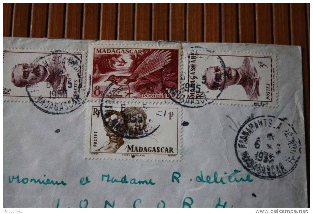1955 LETTRE DE MADAGASCAR  > FIANARANTSOA > CACHET MANUELS LISIBLES EX COLONIE FRANCAISE P/ FLERS PAR AVION AIR MAIL - Covers & Documents