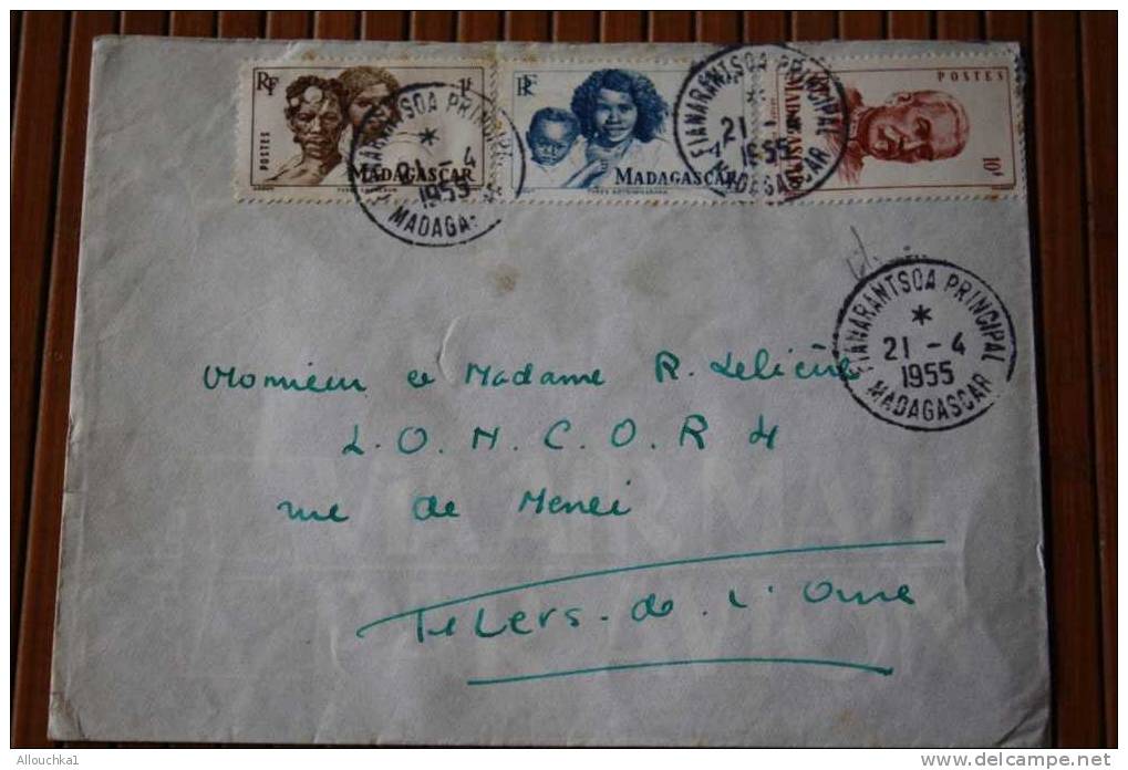 1955 LETTRE DE MADAGASCAR > FIANARANTSOA > CACHET MANUELS LISIBLES EX COLONIE FRANCAISE P/ FLERS PAR AVION AIR MAIL - Cartas & Documentos