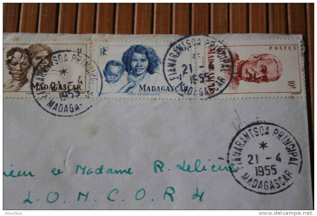 1955 LETTRE DE MADAGASCAR > FIANARANTSOA > CACHET MANUELS LISIBLES EX COLONIE FRANCAISE P/ FLERS PAR AVION AIR MAIL - Cartas & Documentos