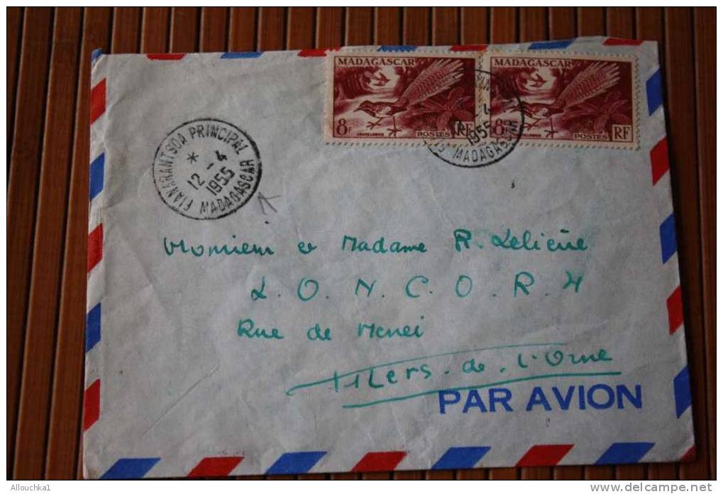 1955 LETTRE DE MADAGASCAR > FIANARANTSOA > CACHET MANUELS LISIBLES EX COLONIE FRANCAISE P/ FLERS PAR AVION AIR MAIL - Covers & Documents