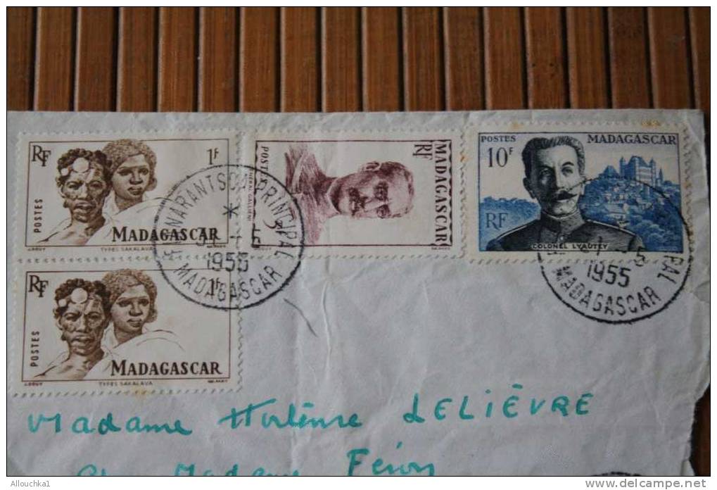 1955 LETTRE DE MADAGASCAR  > FIANARANTSOA > CACHET MANUELS LISIBLES EX COLONIE FRANCAISE P/ FLERS PAR AVION AIR MAIL - Cartas & Documentos