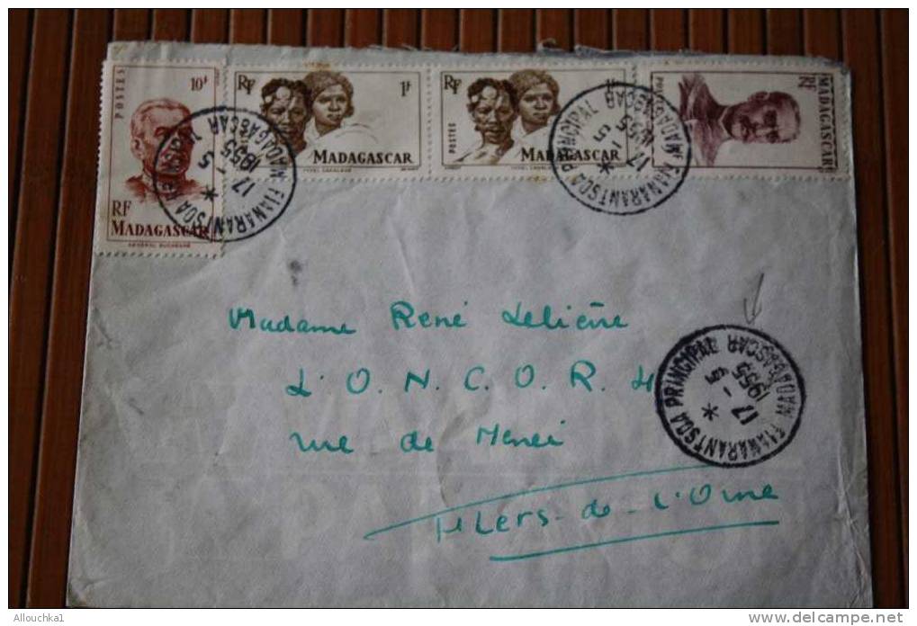 1955 LETTRE DE MADAGASCAR  > FIANARANTSOA > CACHET MANUELS LISIBLES EX COLONIE FRANCAISE P/ FLERS PAR AVION AIR MAIL - Covers & Documents