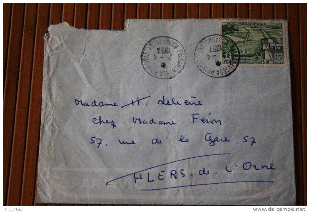 1957 LETTRE DE MADAGASCAR = > FIANARANTSOA > CACHET MANUELS LISIBLES EX COLONIE FRANCAISE P/ FLERS PAR AVION AIR MAIL - Cartas & Documentos