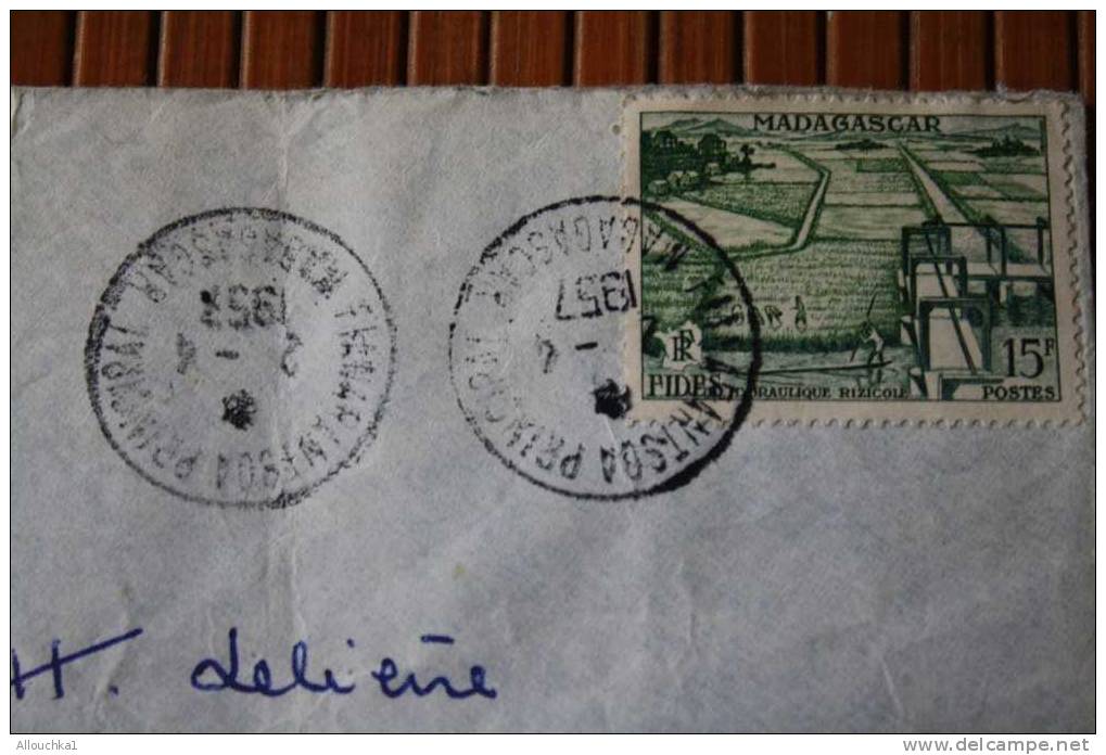 1957 LETTRE DE MADAGASCAR = > FIANARANTSOA > CACHET MANUELS LISIBLES EX COLONIE FRANCAISE P/ FLERS PAR AVION AIR MAIL - Cartas & Documentos