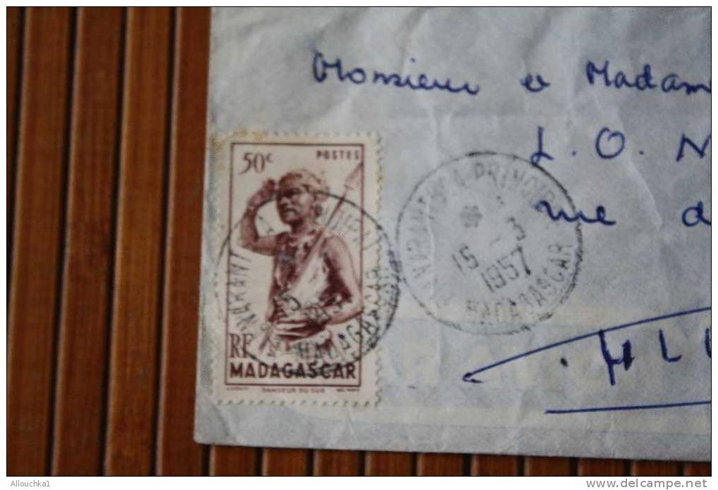 1957 LETTRE DE MADAGASCAR = > FIANARANTSOA > CACHET MANUELS LISIBLES EX COLONIE FRANCAISE P/ FLERS PAR AVION AIR MAIL - Covers & Documents
