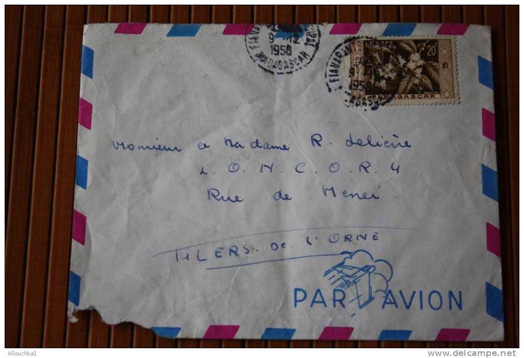 1958 LETTRE DE MADAGASCAR = > FIANARANTSOA > CACHET MANUELS LISIBLES EX COLONIE FRANCAISE P/ FLERS PAR AVION  AIR MAIL - Cartas & Documentos