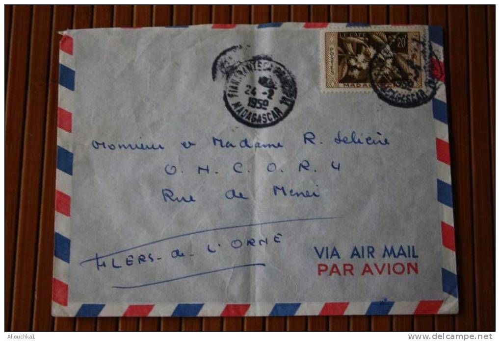 1958 LETTRE DE MADAGASCAR = > FIANARANTSOA > CACHET MANUELS LISIBLES EX COLONIE FRANCAISE P/ FLERS PAR AVION  AIR MAIL - Covers & Documents