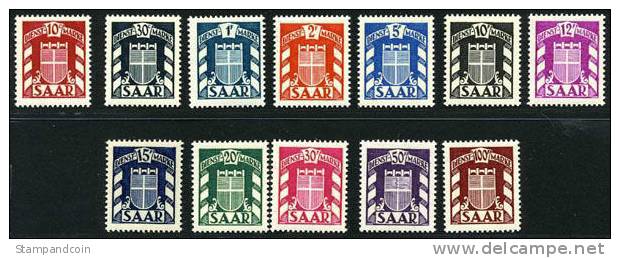 Saar O27-38 Mint Never Hinged Official Set From 1949 - Officials