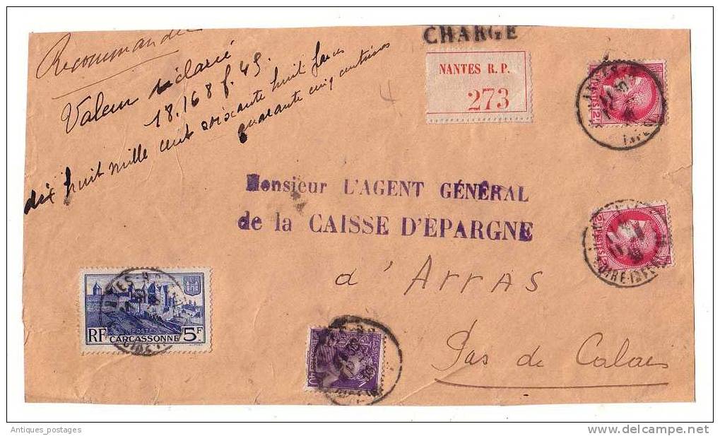 Nantes Loire Atlantique Recommadé Caisse D'Epargne Carcassonne Cérès - Lettres & Documents