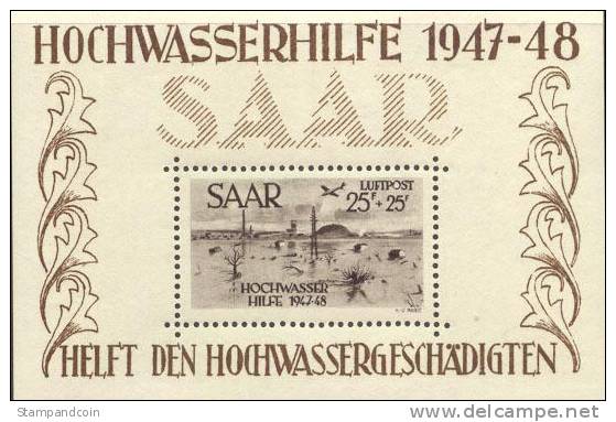 Saar CB1a Mint Never Hinged Souvenir Sheet From 1948 - Neufs