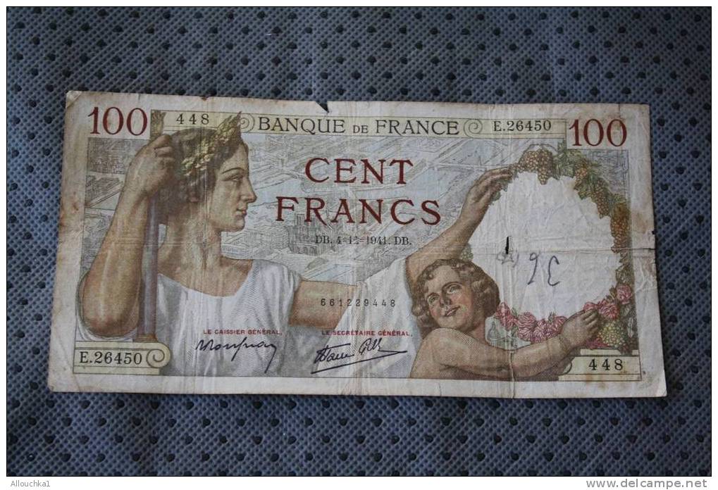 ANCIEN FRANCS  BILLET DE BANQUE DE FRANCE  DE 100 F DE 1941  SULLY CIRCULE AU XXEME SIECLE - 100 F 1939-1942 ''Sully''