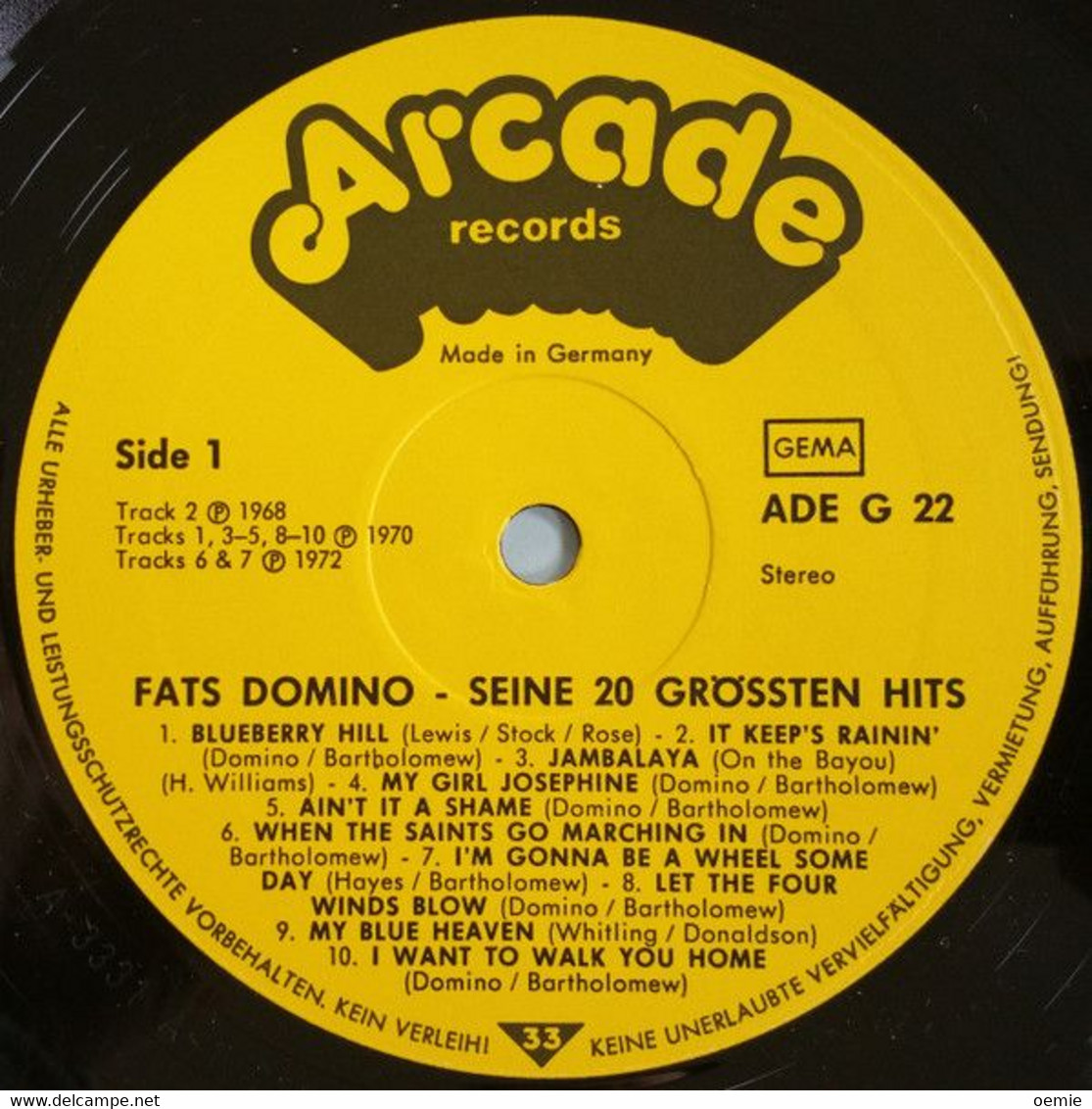 FATS DOMINO  °  SEINE 20 GRABTEN HITS - Blues