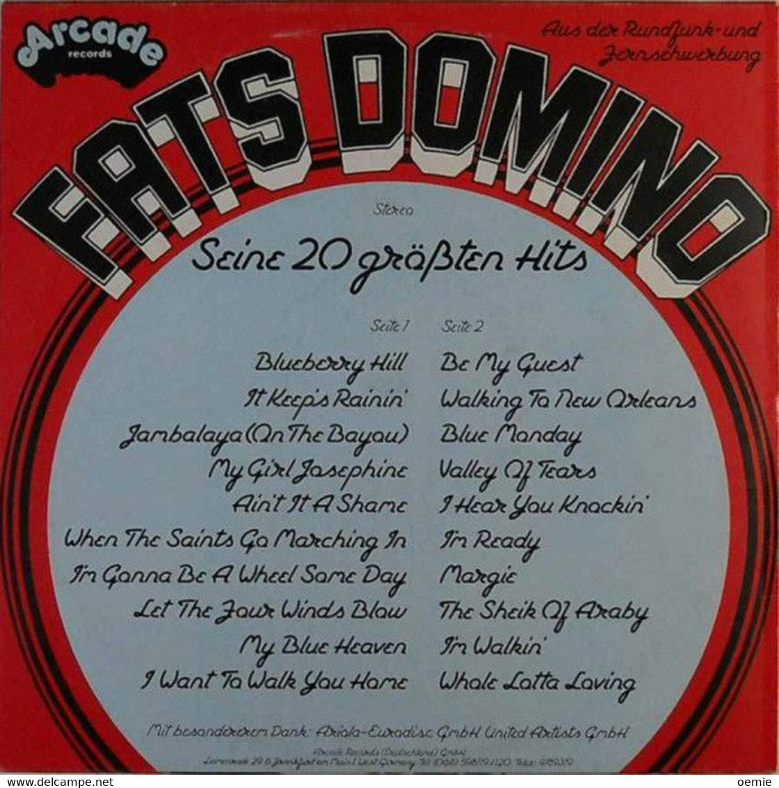 FATS DOMINO  °  SEINE 20 GRABTEN HITS - Blues