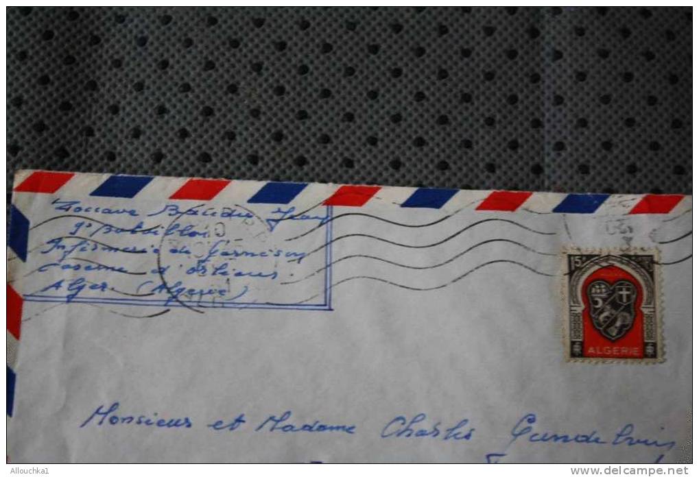 ENVELOPPE LETTRE PAR AVION => ALGER ALGERIE EX COLONIE FRANCAISE 1951 P/ FLERS ORNE FRANCE > FLAMME >>> - Briefe U. Dokumente