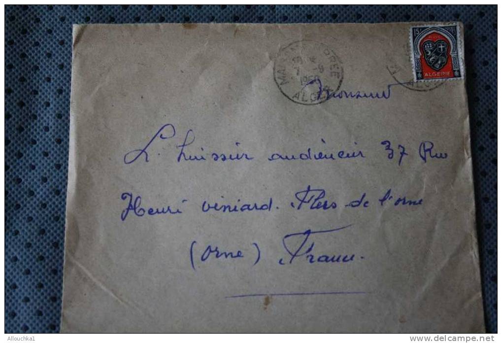 LETTRE  PAR AVION => MAISON CARREE ALGER    ALGERIE EX COLONIE FRANCAISE 1950 P/ FLERS CACHETS MANUELS - Covers & Documents