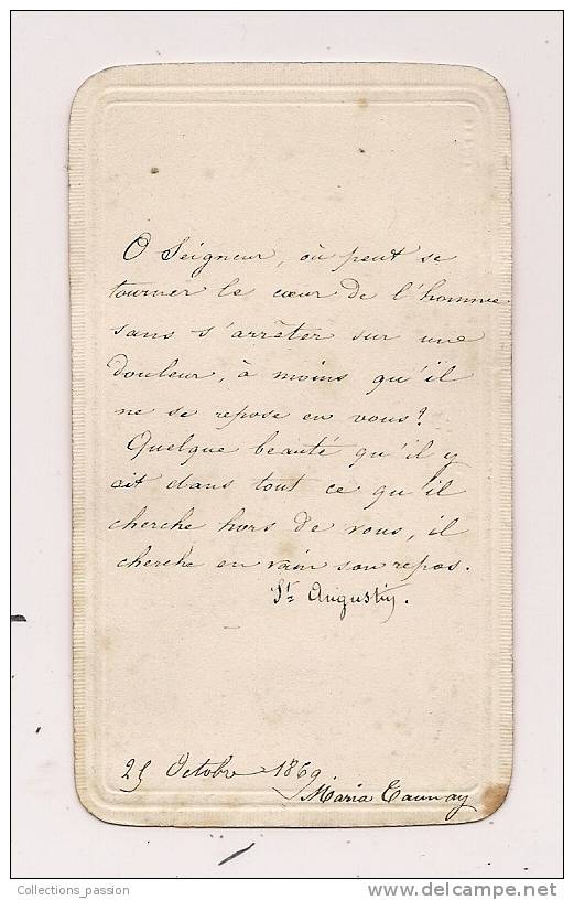 Image Pieuse , 1869 , Prés D'elle Je Suis Sans Danger , 2 Scans :  Recto , Verso - Andachtsbilder