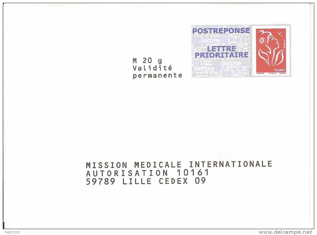 REPIQUAGE Lamaouche / PAP-réponse 10161 / Mission Médicale Internationale N° 06 P 294 / LOT F - Prêts-à-poster:Overprinting/Lamouche