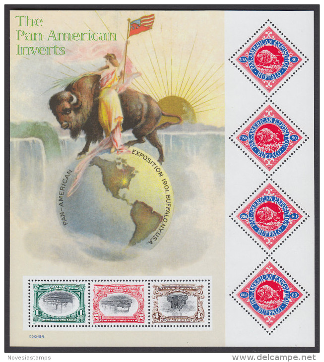 !a! USA Sc# 3505 MNH SHEET(7) - Pan-American Inverts - Feuilles Complètes