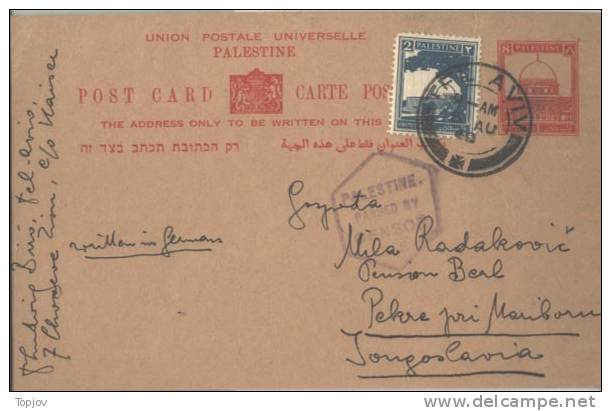 PALESTINE - ISRAEL - 1940 - POST CARD + CENSURE - CP TEL-AVIV To YUGOSLAVIA - EXCELLENT QUALITY - Palestine