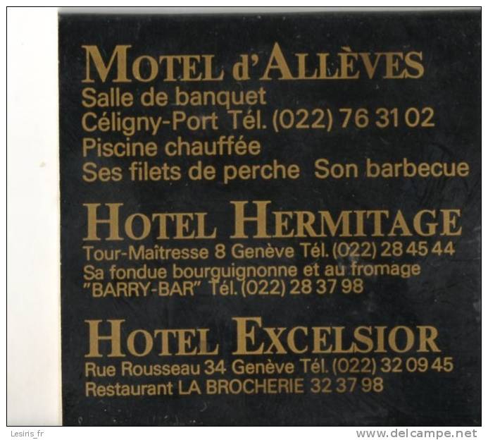 POCHETTE D´ALLUMETTES - HOTELS D'ALLEVES - RESTAURANT LE MAZOT - GENEVE - MOTEL D'ALLEVES  - HOTEL HERMITAGE - HOTEL EXC - Boites D'allumettes