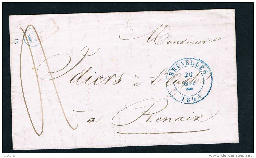Belgique Précurseur 1843 Lettre Càd BRUXELLES + Boîte C De Cureghem - 1830-1849 (Belgica Independiente)