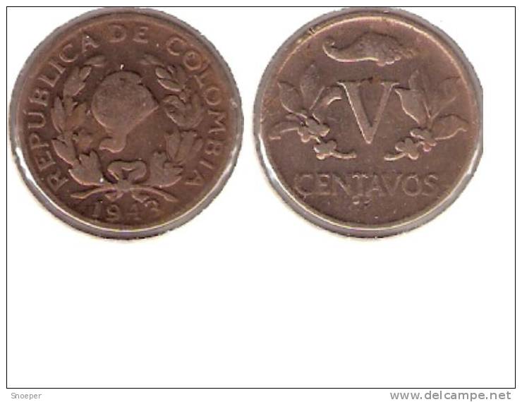 *colombia 5 Centavos 1943  Km 206 - Colombie