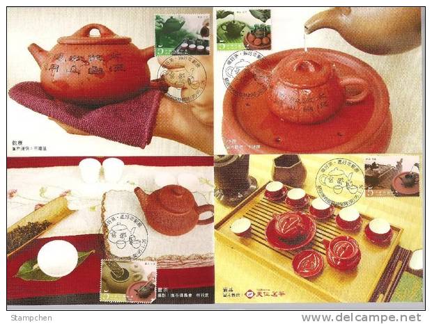 10 Maxi Cards Taiwan 2006 Tea Ceremony Stamps Teapot Pot Tea Leaf Lady - Maximumkarten