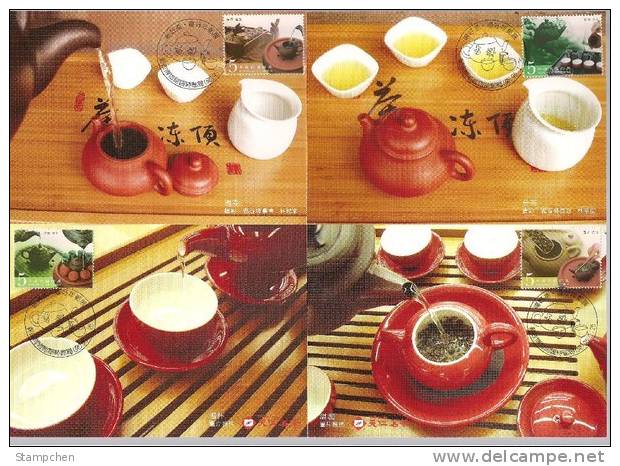 10 Maxi Cards Taiwan 2006 Tea Ceremony Stamps Teapot Pot Tea Leaf Lady - Maximumkaarten