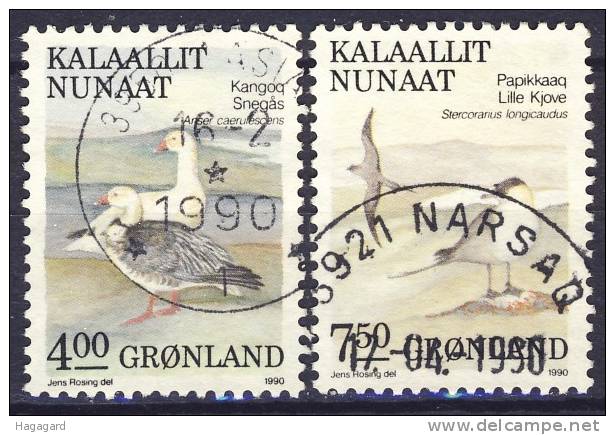 #Greenland 1990. Birds. Michel 199-200. Cancelled(o) - Oblitérés