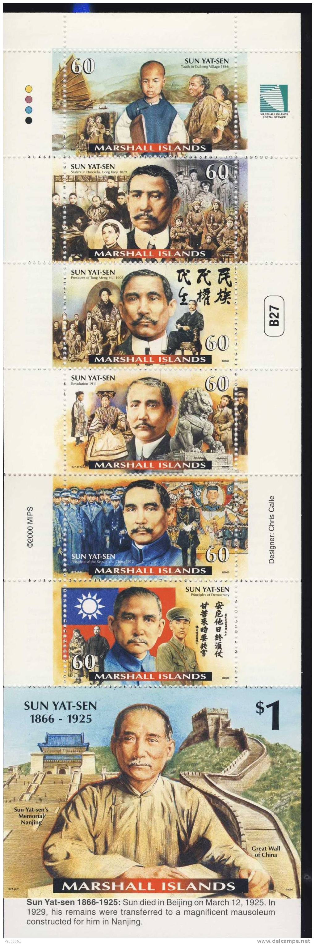 MARSHALL  2000 CARNET SUN YAT-SEN   YVERT  N°C1365  NEUF MNH** - Marshallinseln