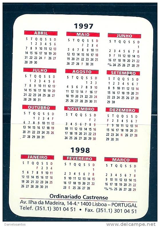 1997 Pocket Poche Bolsillo Bolso Calendar Calandrier Calendario Portugal - Small : 1991-00