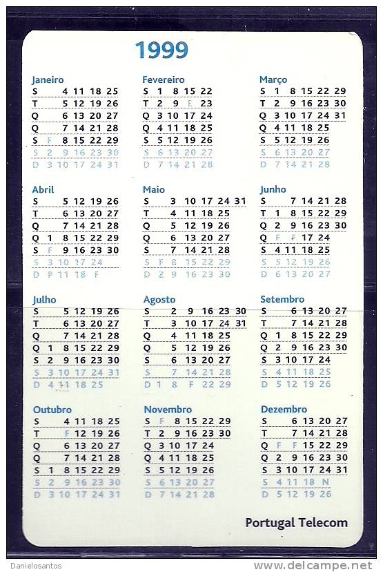 1999 Pocket Poche Bolsillo Bolso Calendar Calandrier Calendario Portugal PT  Telecom - Small : 1991-00