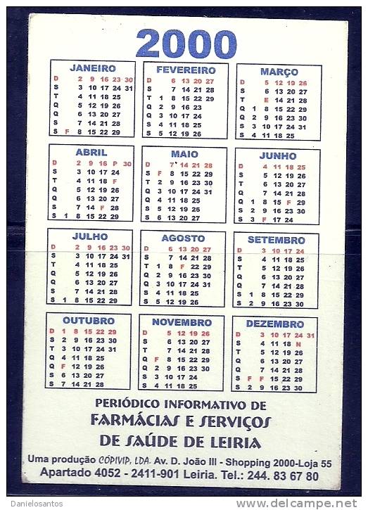 2000 Pocket Poche Bolsillo Bolso Calendar Calandrier Calendario Portugal Medicina - Tamaño Pequeño : 1991-00