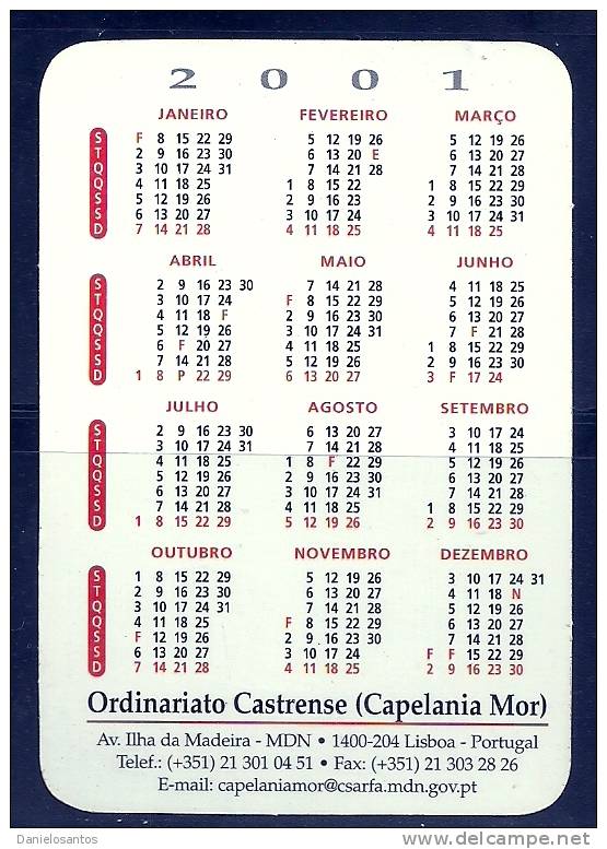 2001 Pocket Poche Bolsillo Bolso Calendar Calandrier Calendario Portugal Igreja Church - Small : 2001-...