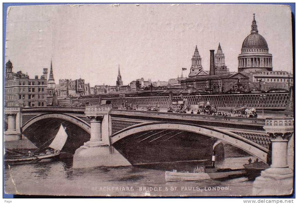 London,Black Friars Bridge And St. Pauls,London,1906,nach Pforzheim, - St. Paul's Cathedral