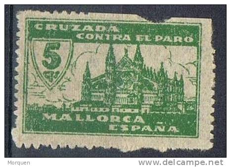 Pro Paro MALLOCA, 5 Cts Verde, Guerra Civil * - Spanish Civil War Labels