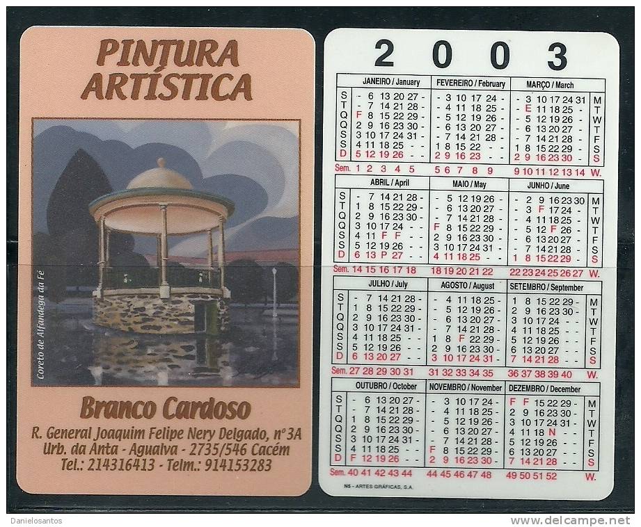 2003 Pocket Poche Bolsillo Bolso Calendar Calandrier Calendario Portugal Pintuta Painting - Small : 2001-...