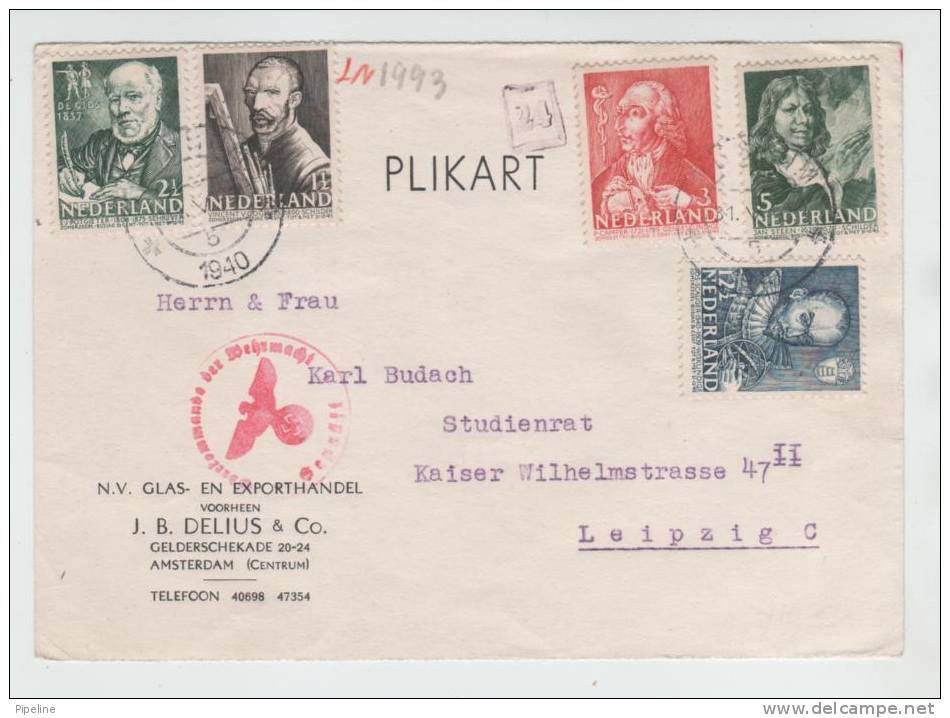 Netherland Frontpage Of A Cover Sent To Germany 31-5-1940 And NAZI CENCORED - Ohne Zuordnung