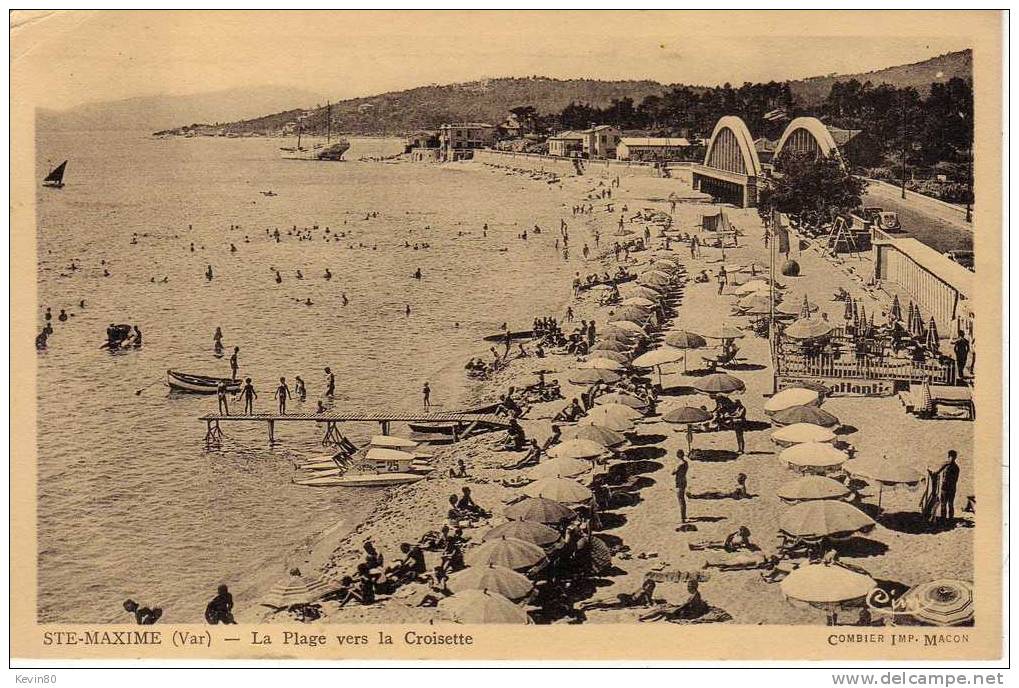 83 SAINTE MAXIME La Plage Vers La Croisette Cpa Animée - Sainte-Maxime