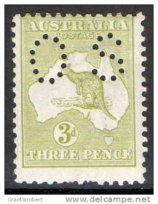 Australia 1915-1924 3d Olive Kangaroo 3rd Watermark Perf OS - CCCA 25OS - MNH - Actual Stamp - Neufs