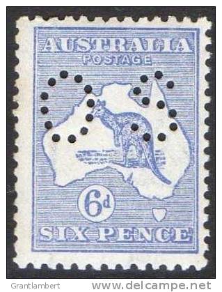 Australia 1915-1924 6d Blue Kangaroo 3rd Watermark Perf OS - CCCA 26OS - MNH - Actual Stamp - Ungebraucht