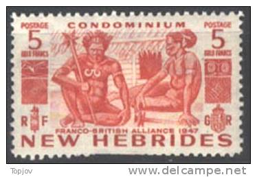 NEW HEBRIDES - NOUVELLE  HEBRIDES -  5 GOLD FR.  Missing Perf  - 1953 -  Mi. 151 - MNH ** - Sonstige & Ohne Zuordnung