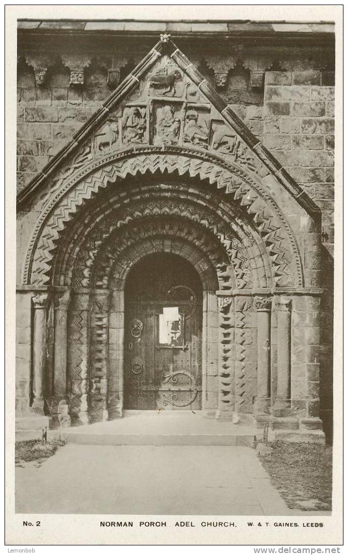 Britain United Kingdom - Norman Porch, Adel Church, Leeds - Early 1900s Real Photo Postcard [P1877] - Leeds