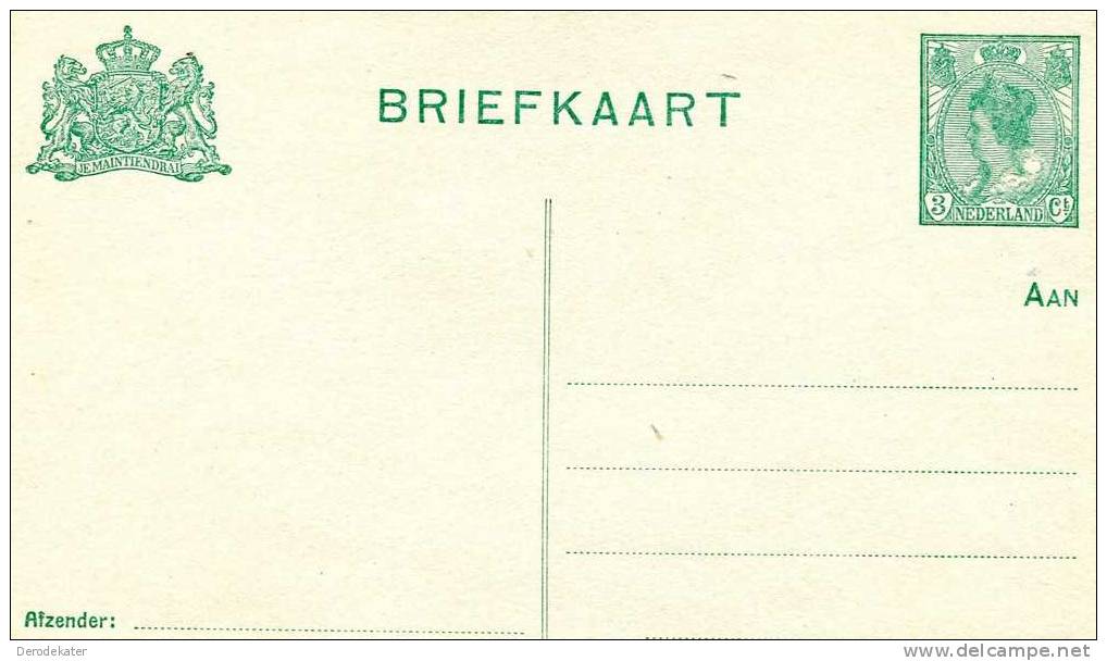 Briefkaart 3 Cent Nederland. Onbeschreven. Goed. - Interi Postali