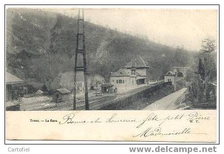 TROOZ-LA GARE-STATION-CARTE PRECURSEUR-ENVOYEE 1904-EDITION-W.V. - Trooz