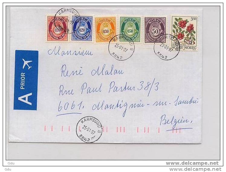 Cover Of 	Norvège/Norway To Belgium  -1997    >> - Lettres & Documents