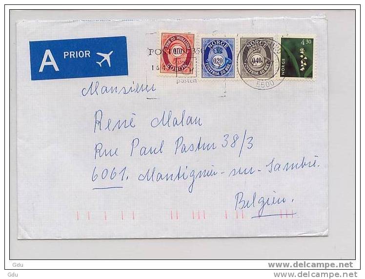 Cover Of 	Norvège/Norway To Belgium  -1997    >> - Briefe U. Dokumente