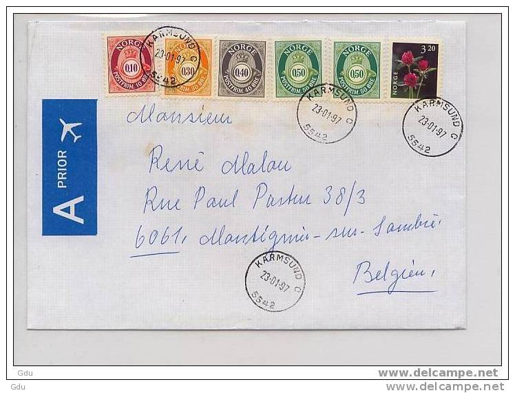 Cover Of 	Norvège/Norway To Belgium  -1997    >> - Lettres & Documents